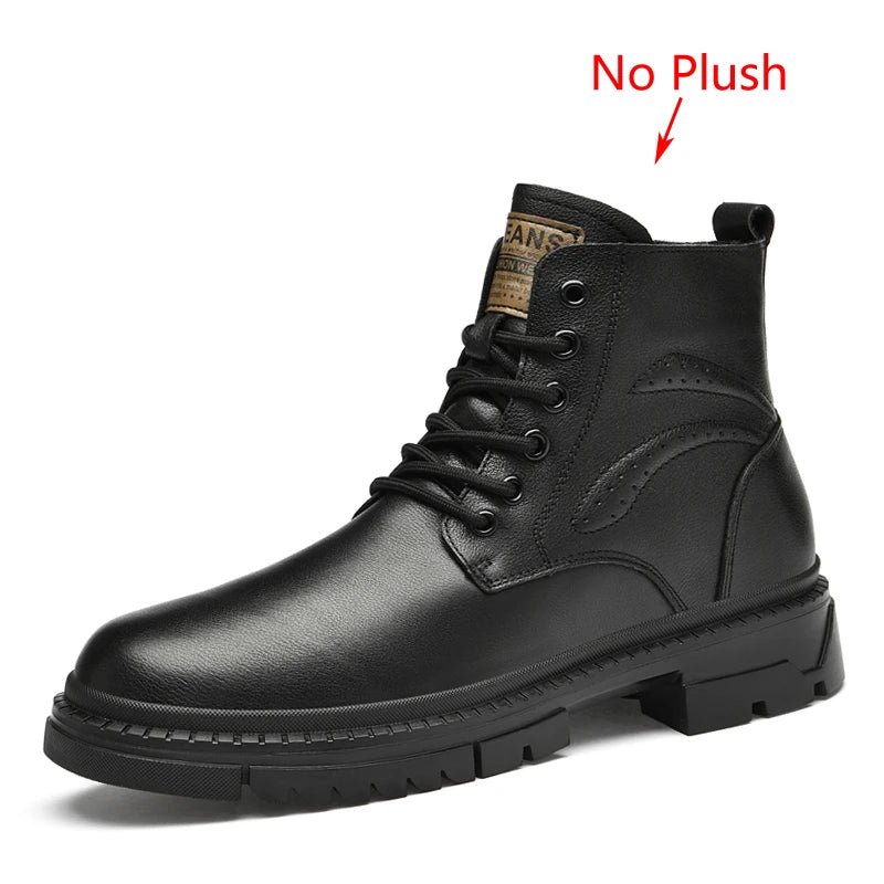 Men’s Genuine Leather Black Ankle Boots