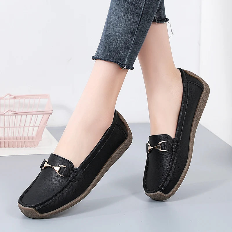 Women’s Leather Slip-On Casual Moccasin Flats