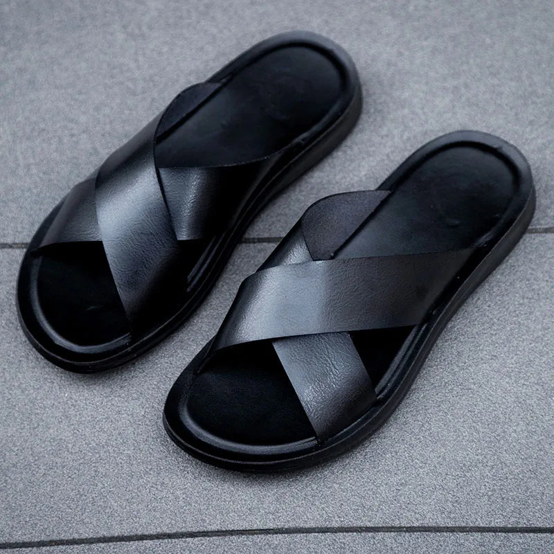 Men’s Leather Roman Open-Toe Summer Sandals