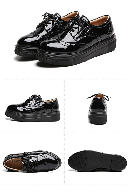 Women’s Leather Oxford Flats Lace-Up Brogues