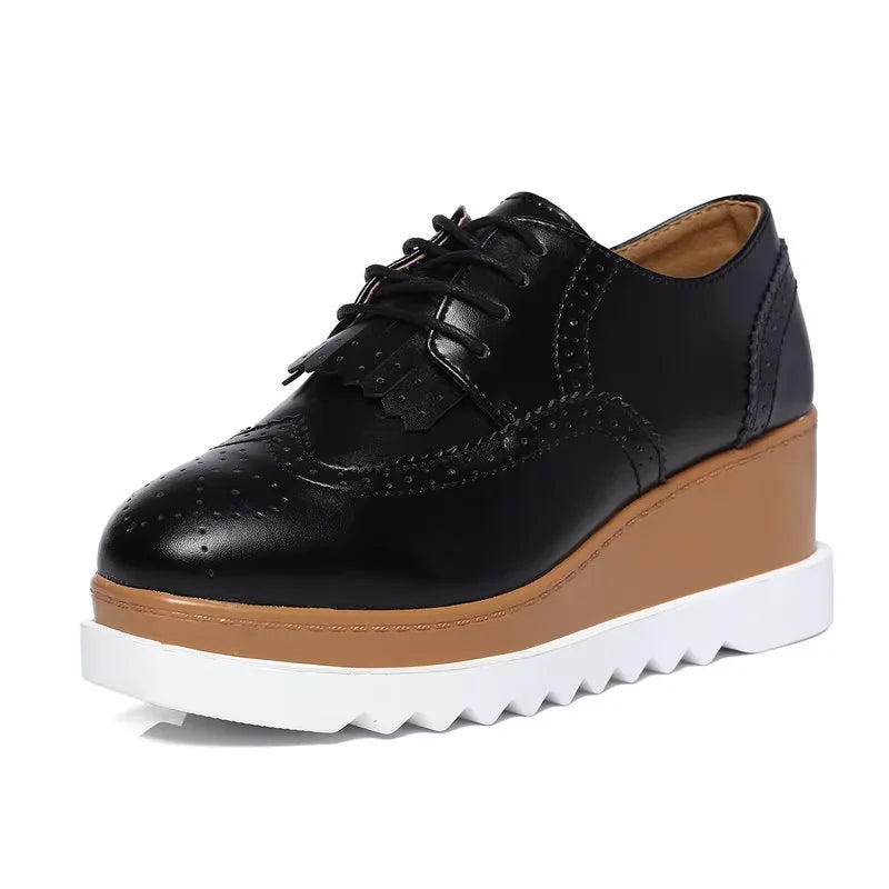 Women’s Leather Oxford Flats Lace-Up Brogues