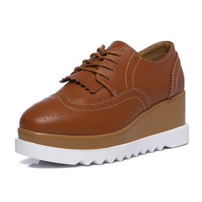 Women’s Leather Oxford Flats Lace-Up Brogues