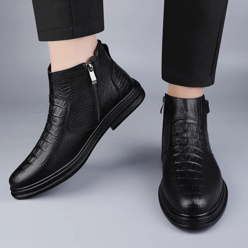 Men’s Leather Chelsea High-Top Ankle Boots