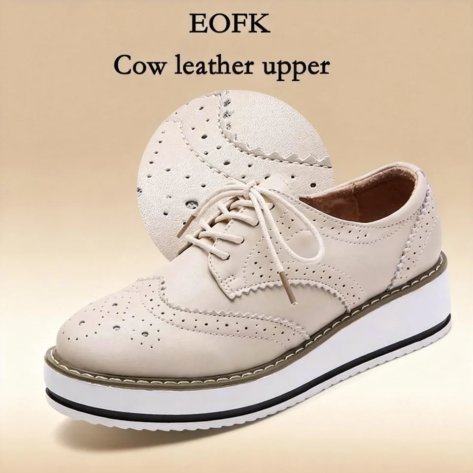 Women’s Leather Oxford Flats Lace-Up Brogues