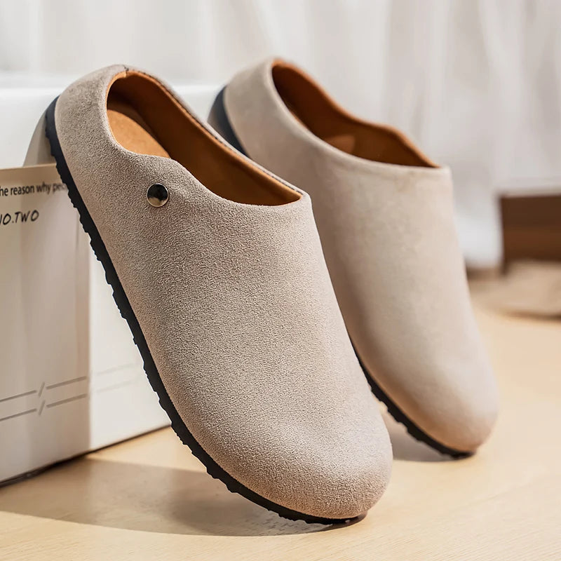 Unisex Leather Slip-On Summer Flats