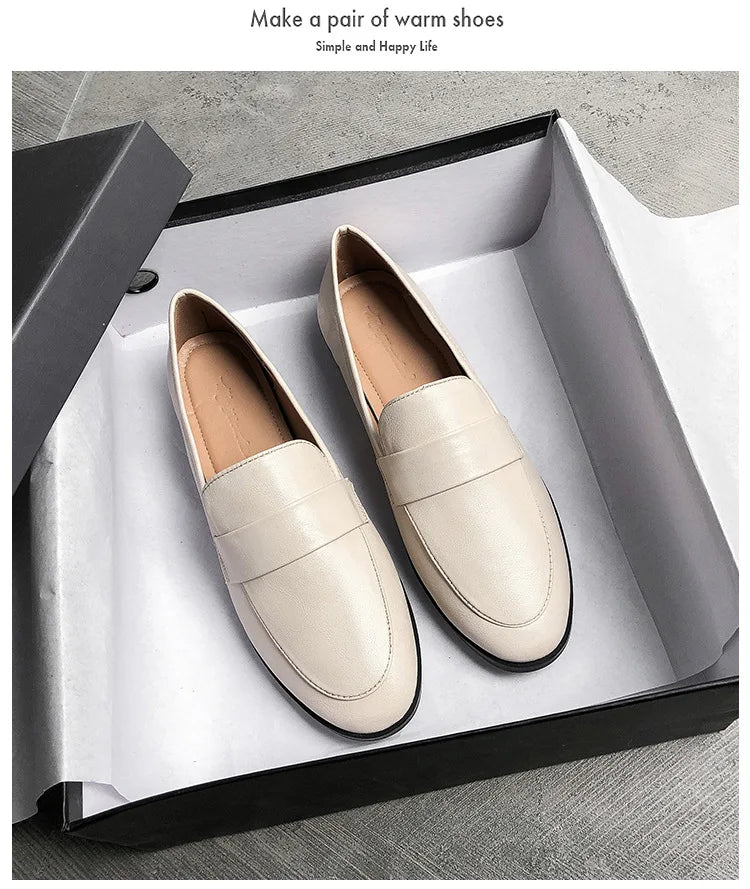 Women’s Vintage Leather Loafers Casual Flats