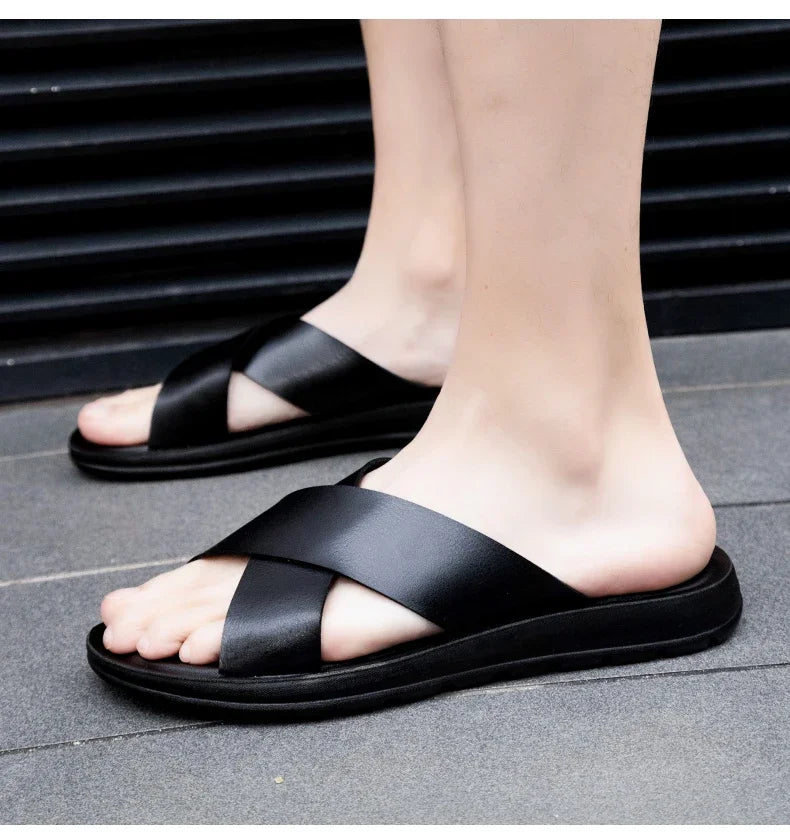 Men’s Leather Roman Open-Toe Summer Sandals