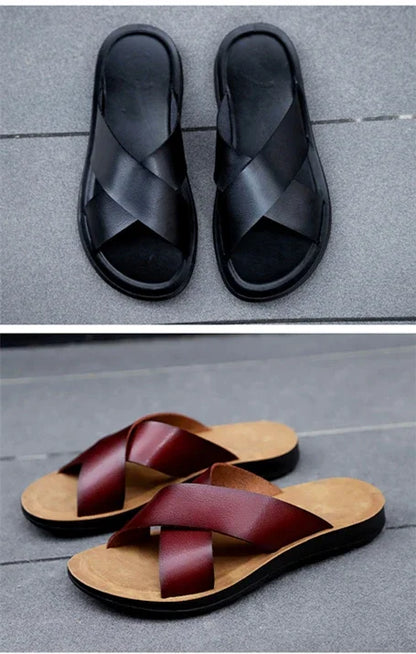 Men’s Leather Roman Open-Toe Summer Sandals