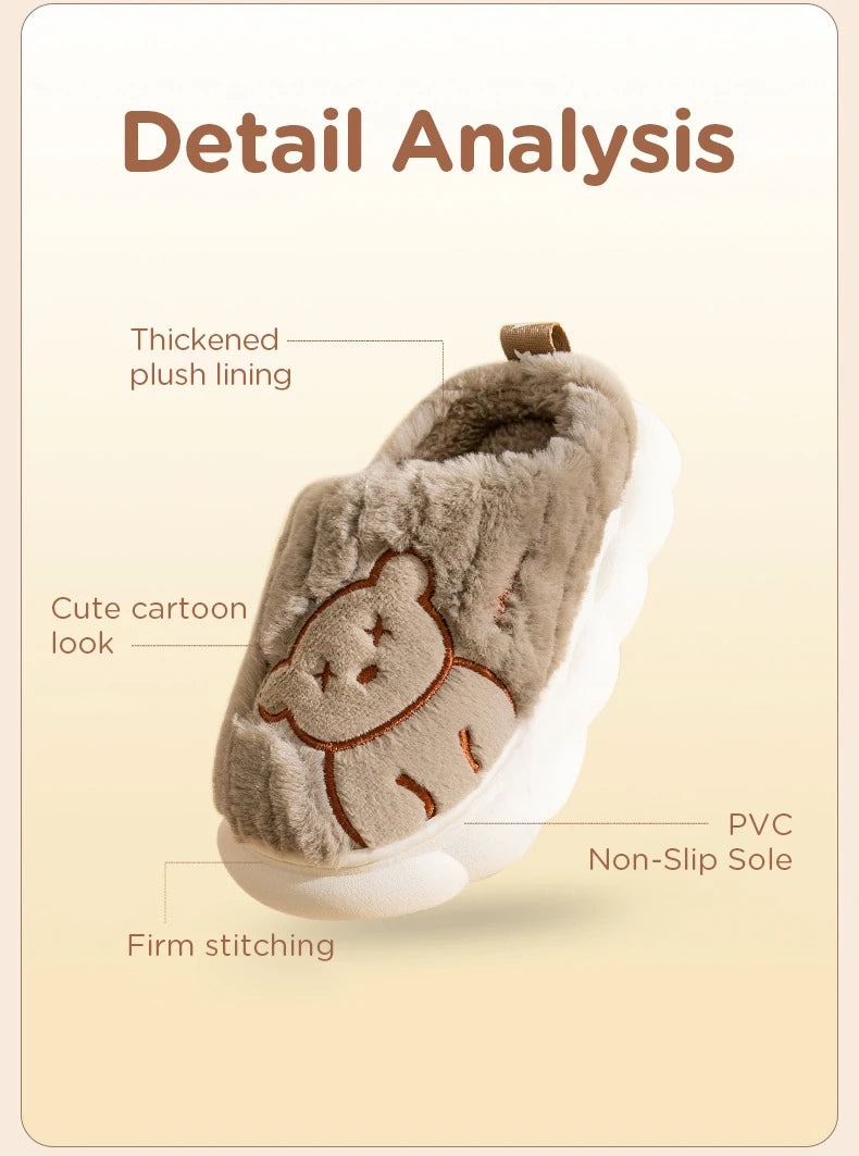Children Plush Bear Indoor Slippers
