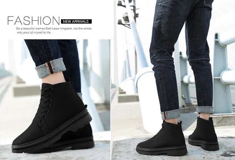 Men’s Hidden Heel Canvas Elevator Boots