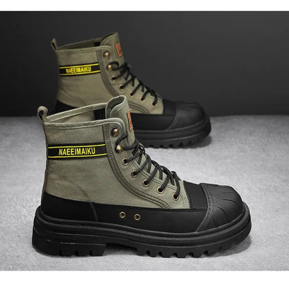 Men’s Breathable Canvas High-Top Casual Boots