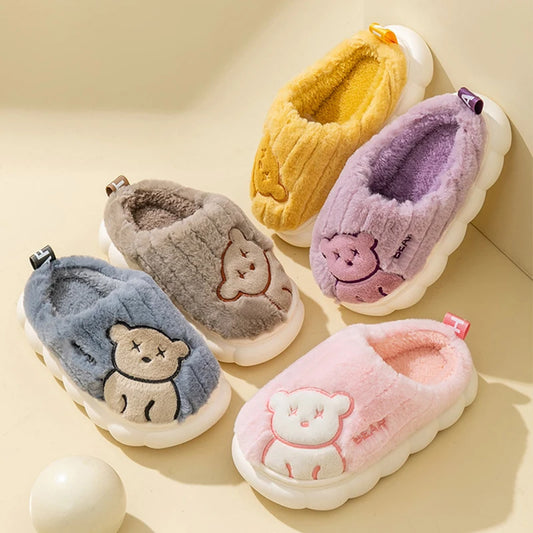 Children Plush Bear Indoor Slippers