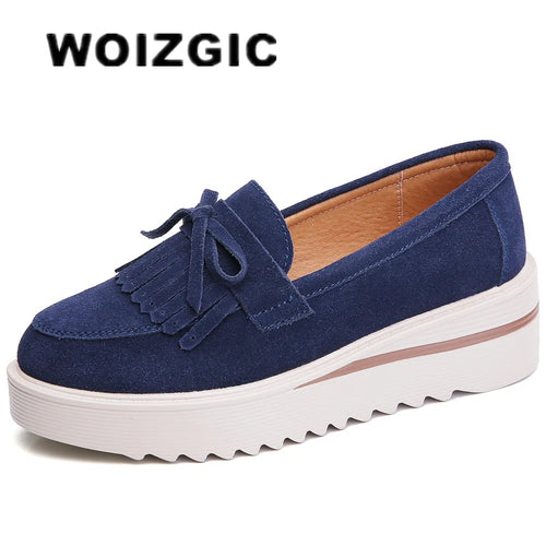 Cow Suede Leather Platform Flat Shoes