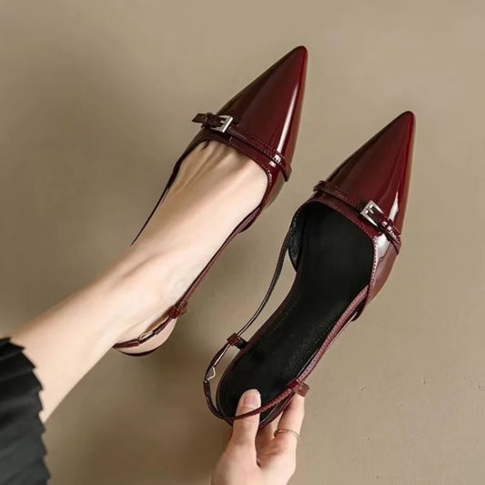 French Pointed Toe Patent Leather Heels