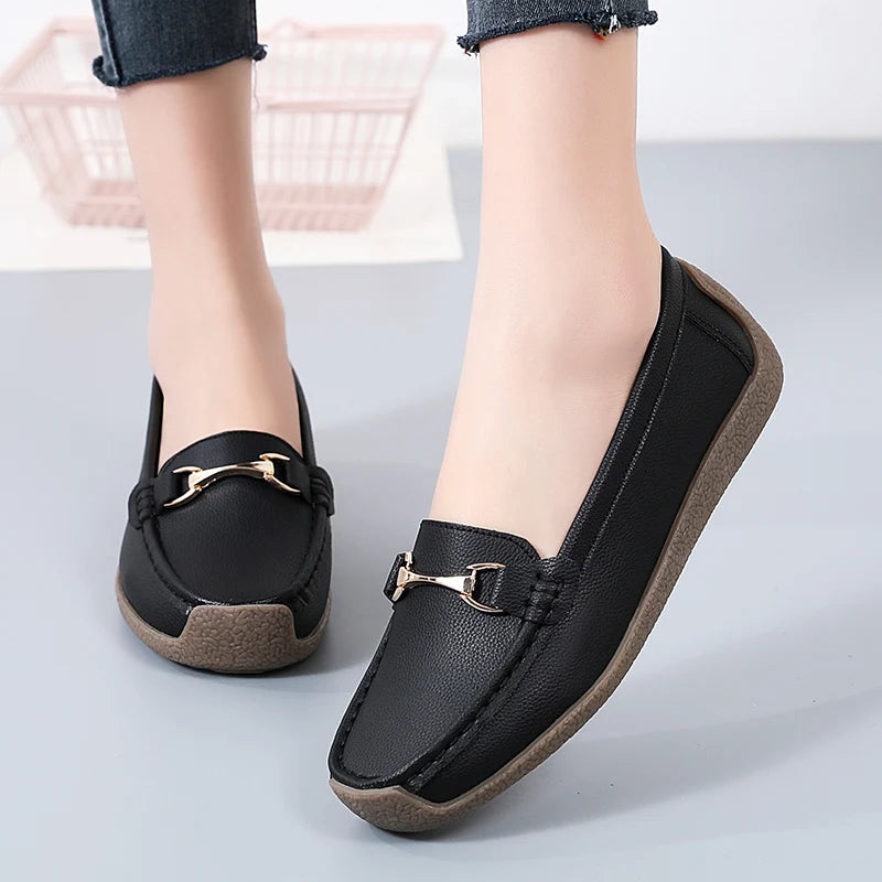 Women’s Leather Slip-On Casual Moccasin Flats