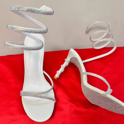 Women’s Crystal Snake Coiled Stiletto Sandals