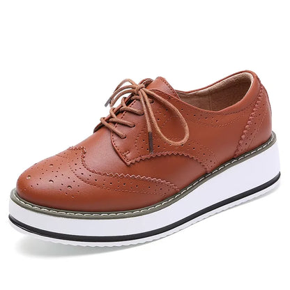 Women’s Leather Oxford Flats Lace-Up Brogues