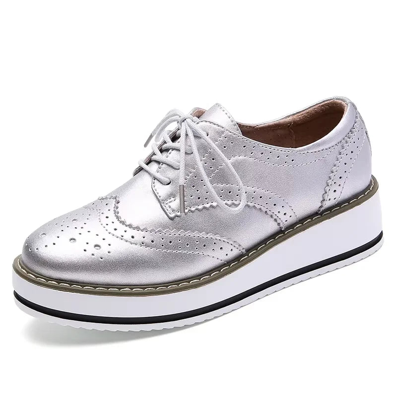 Women’s Leather Oxford Flats Lace-Up Brogues