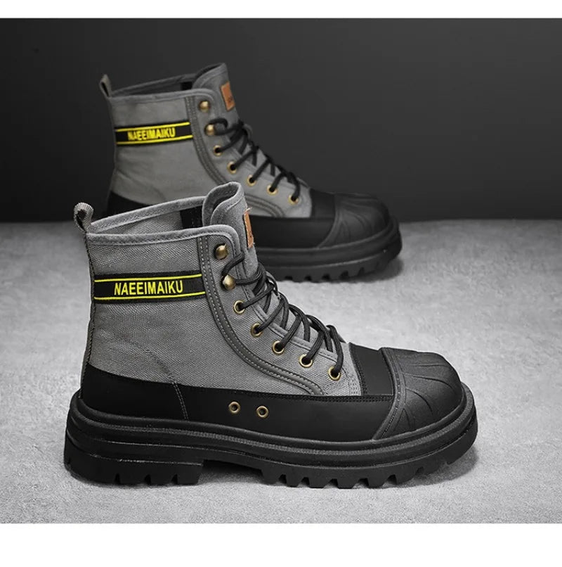 Men’s Breathable Canvas High-Top Casual Boots