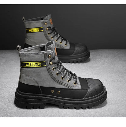 Men’s Breathable Canvas High-Top Casual Boots