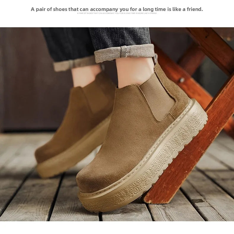 Men Retro Faux Suede Chelsea Boots
