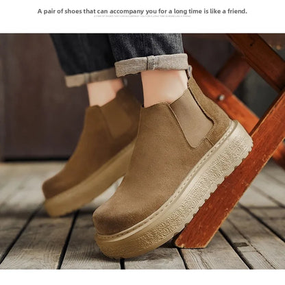 Men Retro Faux Suede Chelsea Boots