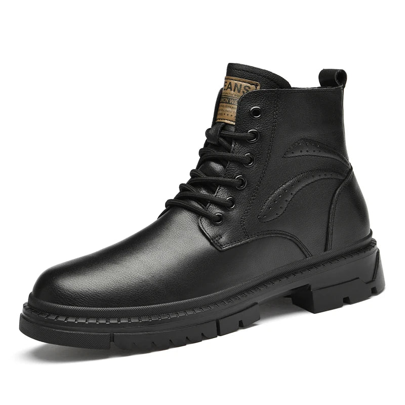 Men’s Genuine Leather Black Ankle Boots