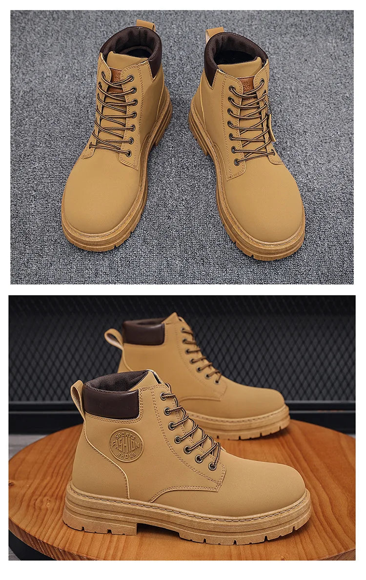 Men’s High-Top Leather Motorcycle Boots