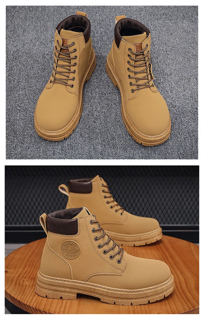 Men’s High-Top Leather Motorcycle Boots