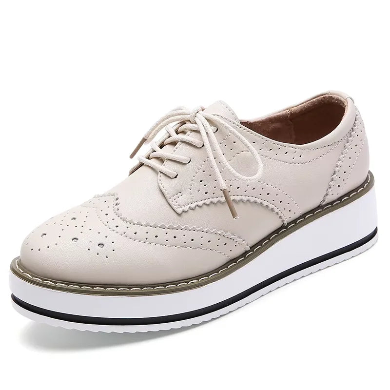 Women’s Leather Oxford Flats Lace-Up Brogues