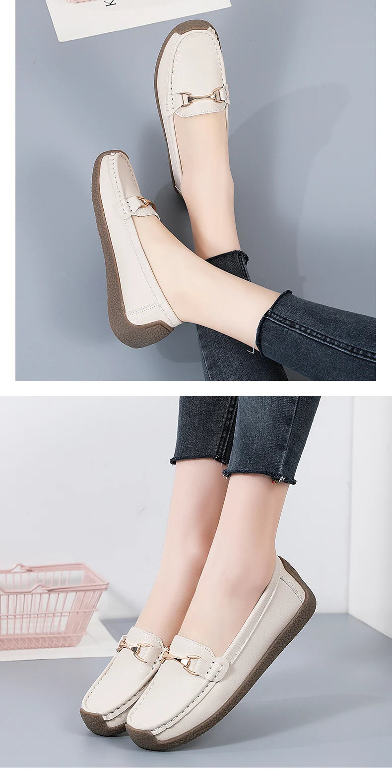 Women’s Leather Slip-On Casual Moccasin Flats