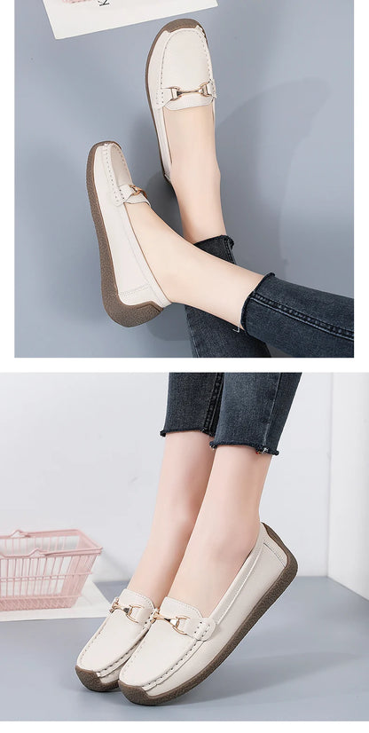 Women’s Leather Slip-On Casual Moccasin Flats