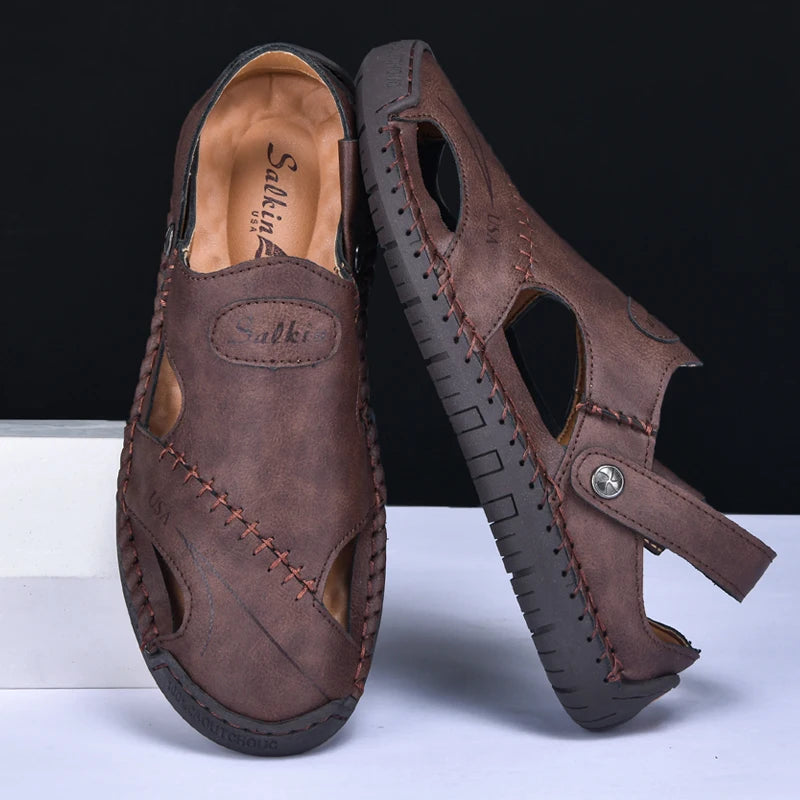 Men’s Handmade Leather Breathable Summer Sandals