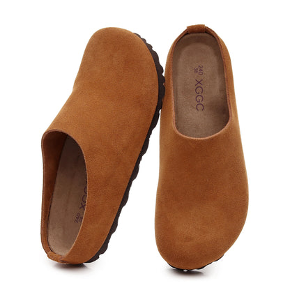 Anti-Slip Leather Clogs with Arch Support