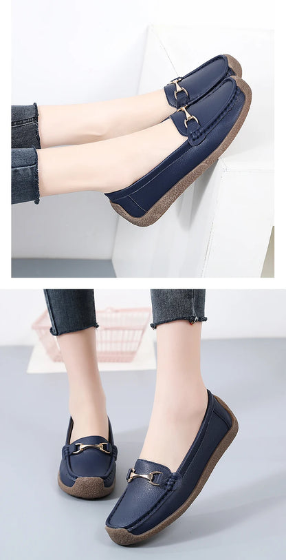 Women’s Leather Slip-On Casual Moccasin Flats
