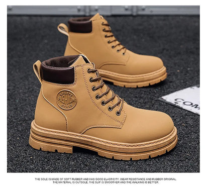 Men’s High-Top Leather Motorcycle Boots