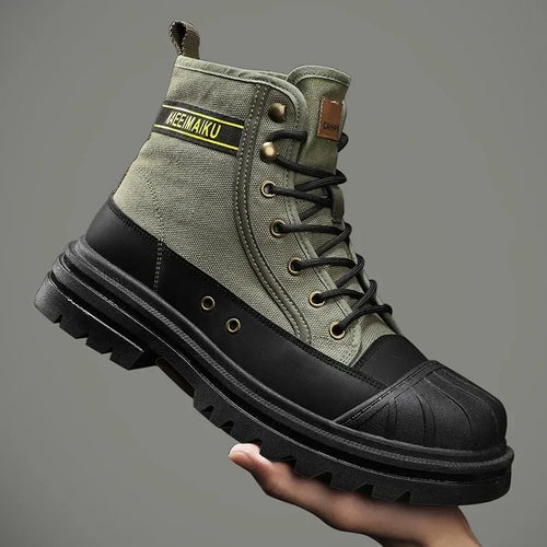 Men’s Breathable Canvas High-Top Casual Boots