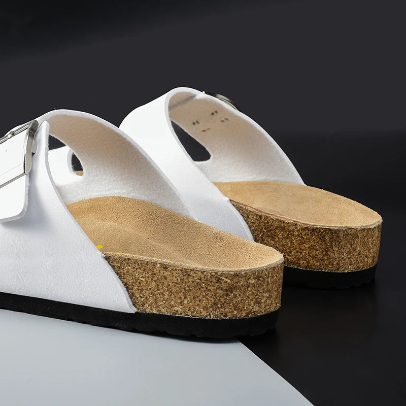 Men Brown Cork Faux Suede Sandals