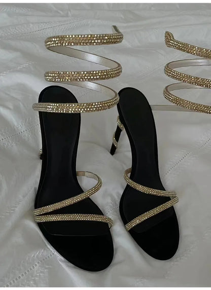 Women’s Crystal Snake Coiled Stiletto Sandals