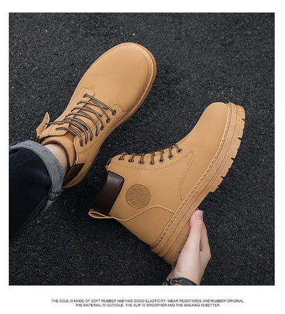 Men’s High-Top Leather Motorcycle Boots