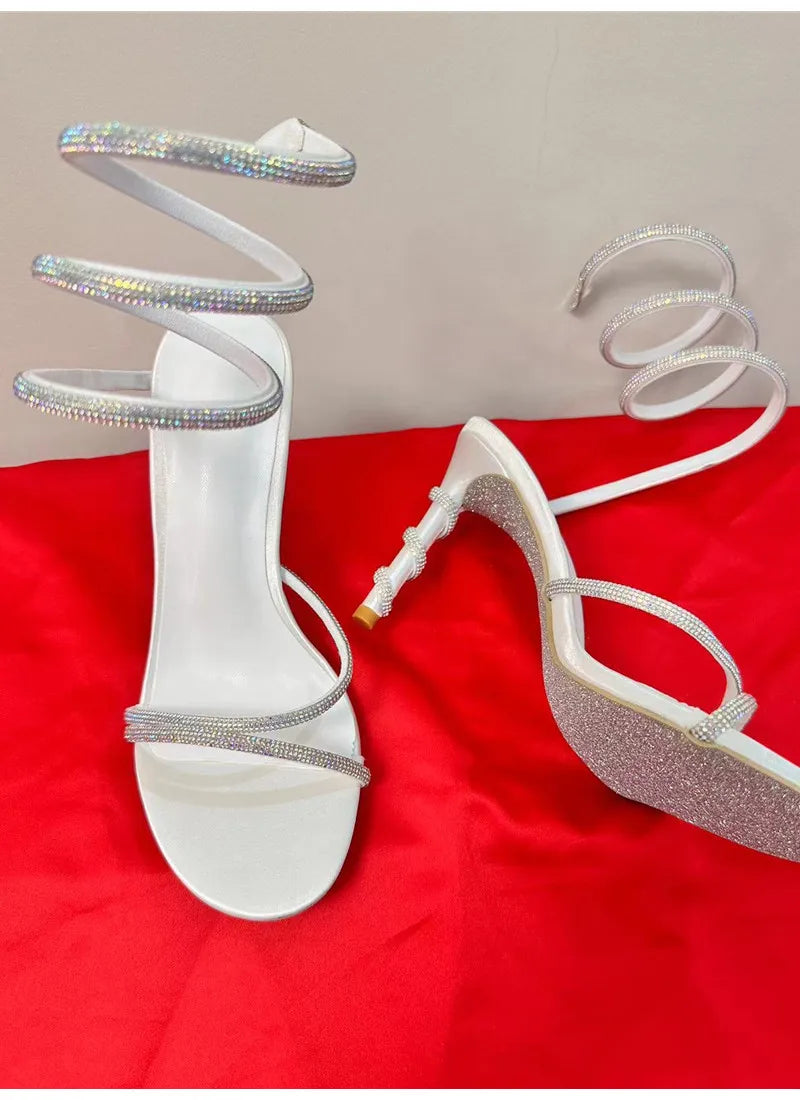 Women’s Crystal Snake Coiled Stiletto Sandals