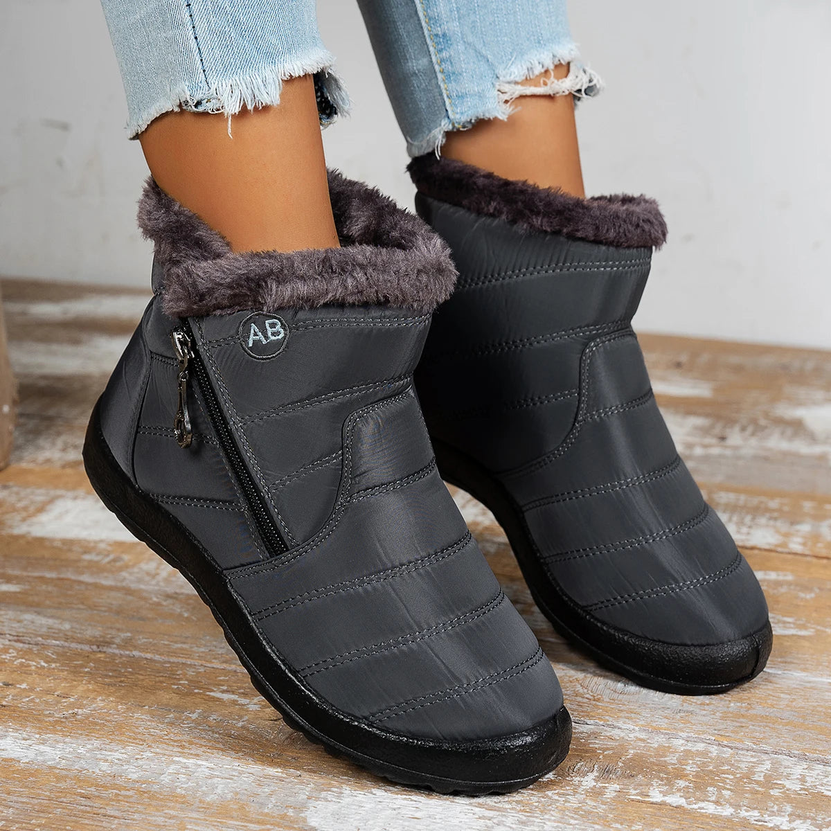 Women’s Solid Mid-Calf Warm Cotton Boots