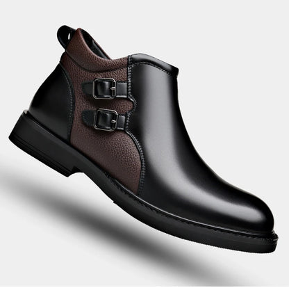 Men’s Leather Ankle Chelsea Buckle Boots