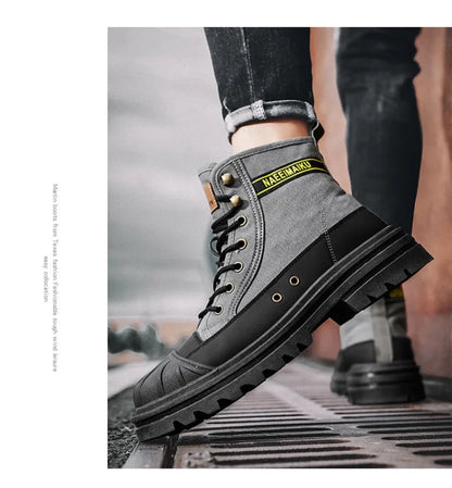Men’s Breathable Canvas High-Top Casual Boots