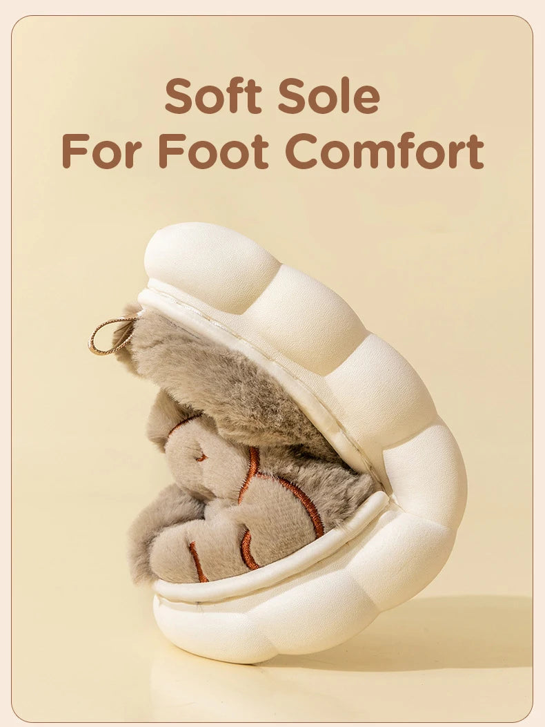 Children Plush Bear Indoor Slippers