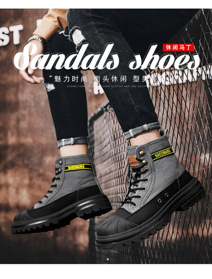 Men’s Breathable Canvas High-Top Casual Boots