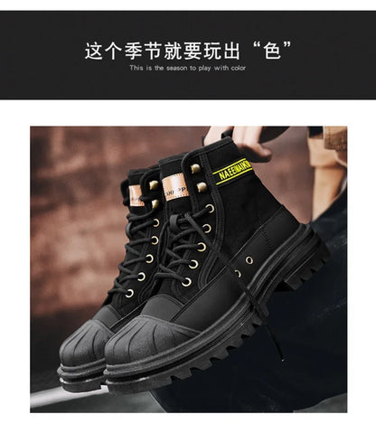 Men’s Breathable Canvas High-Top Casual Boots