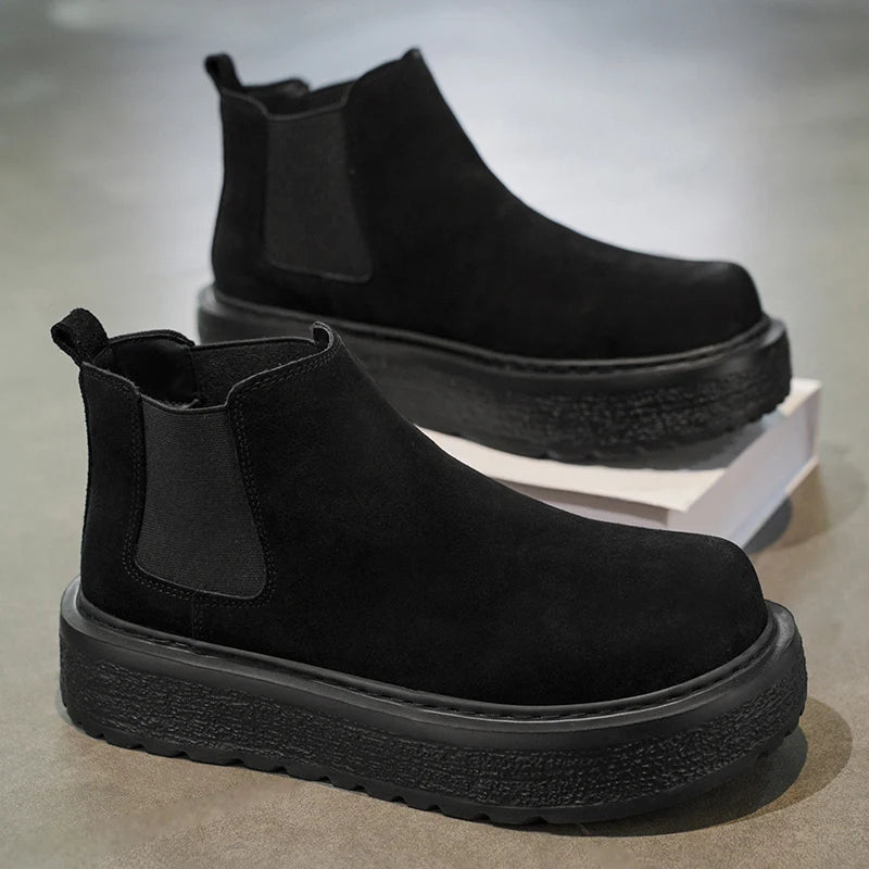 Men Retro Faux Suede Chelsea Boots