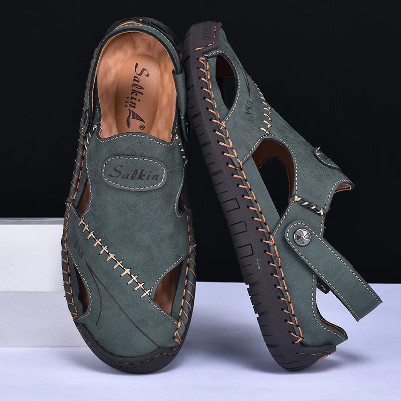 Men’s Handmade Leather Breathable Summer Sandals