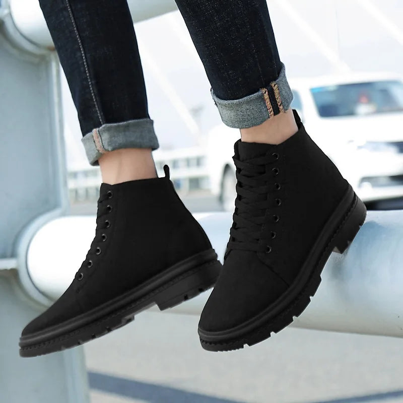 Men’s Hidden Heel Canvas Elevator Boots